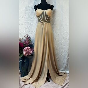 Faeriesty-Nude Mesh Corset Evening Gown (L)‼️NWOT‼️